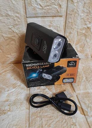 Велосипедный фонарь аккумуляторный, фара велосипедная влагозащищённая.