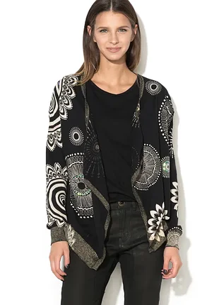 Симпатичный фирменный кардиган с декором с люрексом и паэтками/ s/ brend desigual