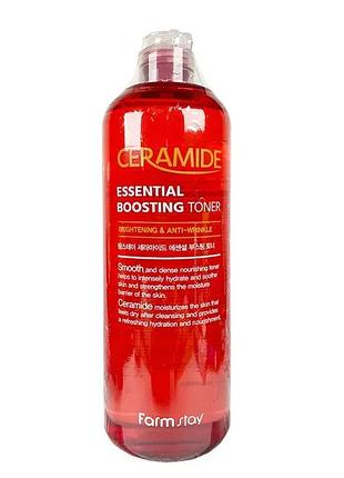 Тонер-бустер для лица с керамидами - farmstay ceramide essential boosting toner 500ml