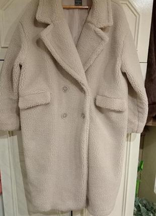🌟 шикарное плюшевое пальто-тедди primark (– теплое, стильное, трендовое! размер 54-56