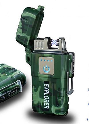 Зажигалка импульсная jl317 explorer, ветрозащитная зажигалка, зажигалка юсб с гравировкой