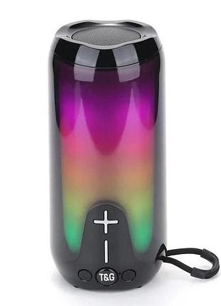 Bluetooth-колонка tg651 з rgb підсвітком, акумуляторна колонка для музики, для вечірки. колір: чорний