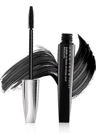 Туш для вій «супердовжина. акцент» avon true colour, чорна, 7 мл