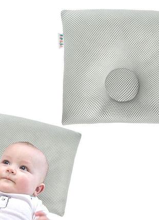 Подушка детская с наволочкой ортопедическая papaella искусственный пух 25х26х8 см cерая для младенцев