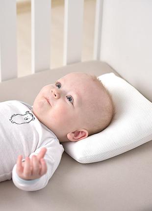 Подушка детская с наволочкой 25х26х8/2 см papaella ортопедическая искусственный пух белая дышащая