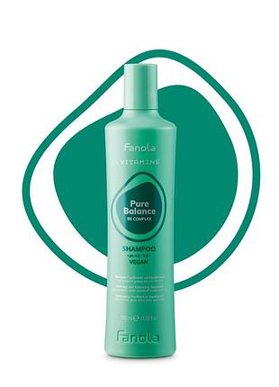 Очищувальний і балансувальний шампунь для жирної шкіри голови fanola vitamins pure balance shampoo 350 мл