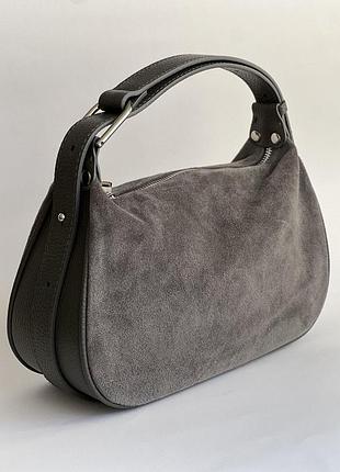 Сумка из натуральной замши с кожаными вставками cloe мокрый асфальт