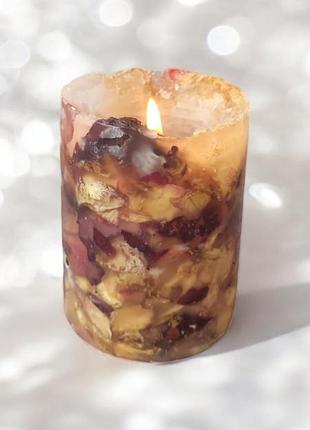 Осенняя симфония - свеча из миксом лепестков розы, 35 часы горение, с ароматом бергамот
