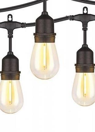 Декоративная садовая ретро-гирлянда с wi-fi управлением 15 м 15 led gardenline sol1267 цвет теплый-белый
