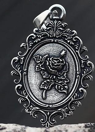Вінтажний підвіс кулон-дзеркальце з квітами нержавіюча сталь