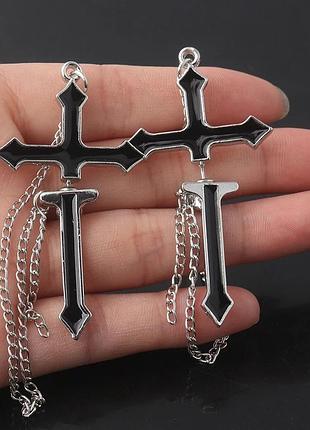 Вінтажні чорні сережки-хрести