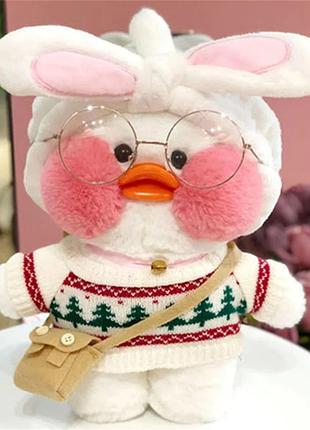 Игрушечная утка лалафанфан 30 см в зимнем наряде