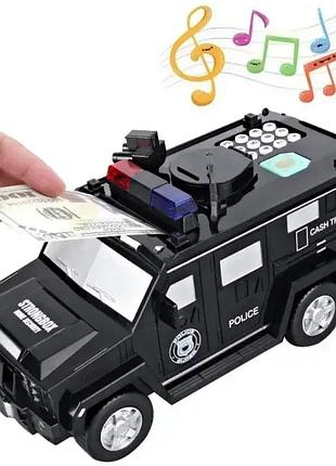 Электронная копилка-сейф hummer cash truck 143 в стиле полицейской машины с кодовым замком