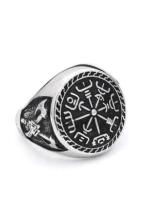Вінтажний сталевий перстень з рунами "амулет одіна"