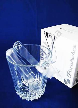 Ведро для льда стеклянное pasabahce karat с щипцами d 12 cm, h 13 cm. (53588) forkopt