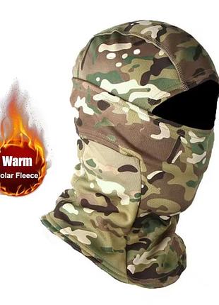 Зимняя флисовая теплая камуфляжная балаклава для военных