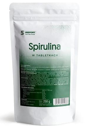 Натуральна добавка спіруліна spirulina 250 г 1000 таблеток insport nutrition