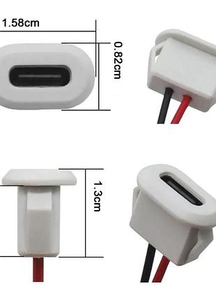 Врезной разъем usb type c - ph2.0-2p гнездо мама влагозащитное 2 пин