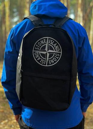 Рюкзак stone island чорного кольору, рюкзак стон айленд, рюкзак для школи, молодіжний рюкзак
