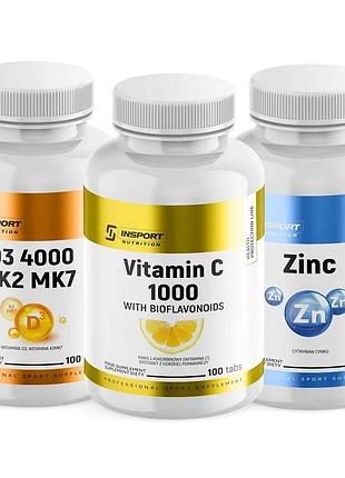 Комплекс для имунитета insport nutrition витамин с/витамин d3 + к2/цинк