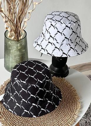 Панама двухстороння принт: чорна+біла розмір: 57-58