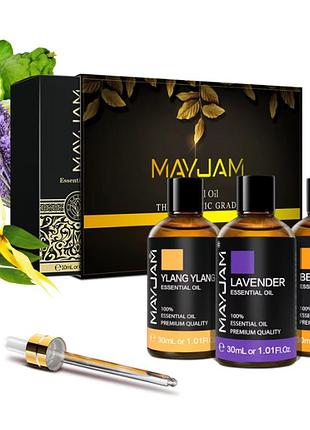 Эфирные масла набор mayjam натуральные премиум 3шт аромамасла для увлажнителя диффузора бани ванны подарок