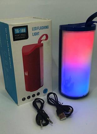 Портативна bluetooth колонка tg169 з різнокольоровим підсвічуванням fm-радіо 5wx2.
