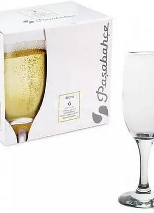 Набор бокалов фужеров стеклянных для шампанского 44419 pasabahce bistro 6 штук 190 мл forkopt