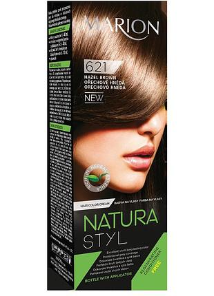 Фарба для волосся marion natura styl, без аміаку, горіховий коричневий 621