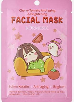 Маска для лица с красным томатом kormesic cherry tomato anti-aging & brightening mask 25 мл