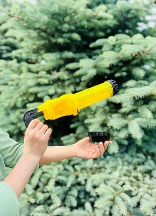 Мыльная игрушка пистолет с раствором для детей детская установка для мыльных пузырей желтый