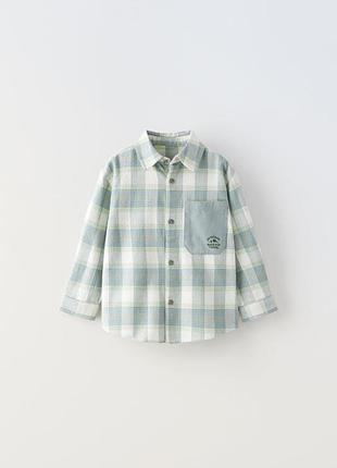 Мягкая хлопковая детска рубашка в клетку zara