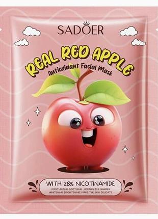 Маска для обличчя з червоним яблуком sadoer red apple nicotinamide antioxidant mask 25 г