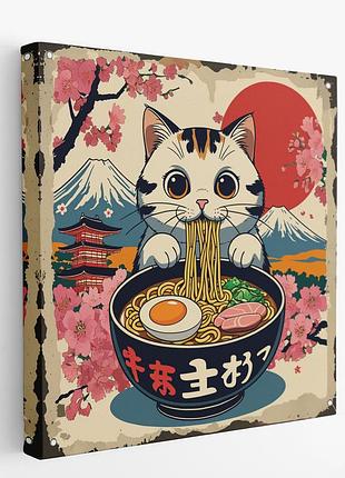 Картина милий кіт у японському стилі 50 на 50