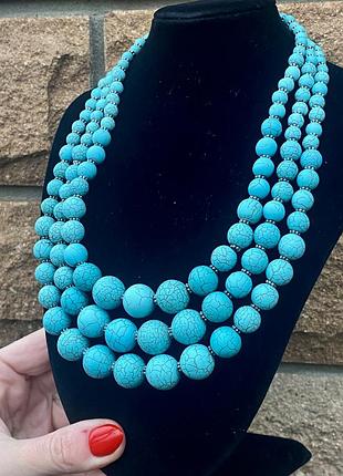 Ефектне масивне коавторське кольє намисто з бiрюзи