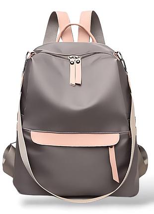 Жіночий рюкзак сумка міський нейлоновий повсякденний сірий стильний прогулянковий текстильний із кишенями