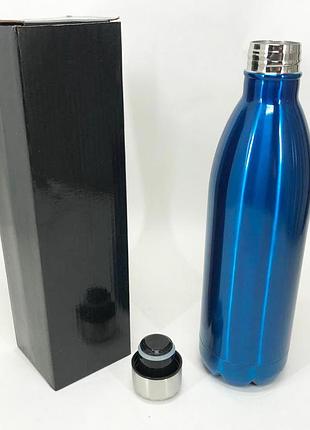 Термос unique un-1024 1 л, хороший небольшой термос, качественный термос для дома. цвет: синий