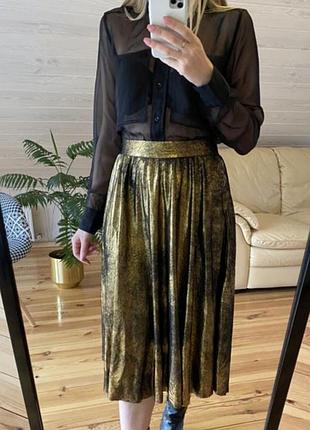 Юбка zara с золотым напылением