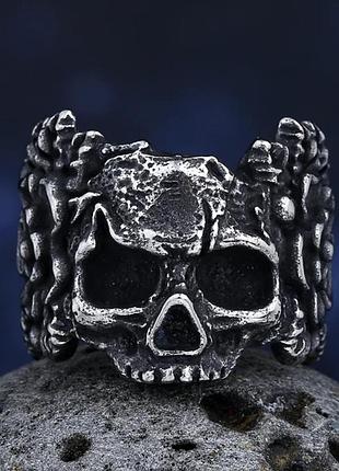 Кільце череп skull rose роза квітка нержавіюча сталь жіноче чоловіче