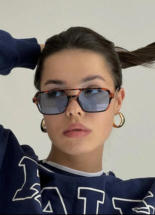 Сонцезахисні окуляри унісекс леопардові, трендова оправа, блакитна лінза