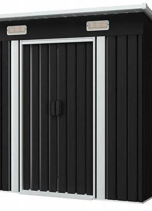 Металевий садовий сарай bass polska 1.2×1.9×1.8 м, сірий, господарський будиночок для інструментів