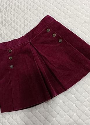Вельветовая нарядная юбка на резинке, юбочка с подкладкой
