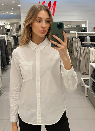 Сорочка жіноча h&m біла, розмір l, 100% бавовна