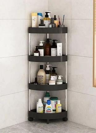 Половой угловой стеллаж с роликами полка этажерка