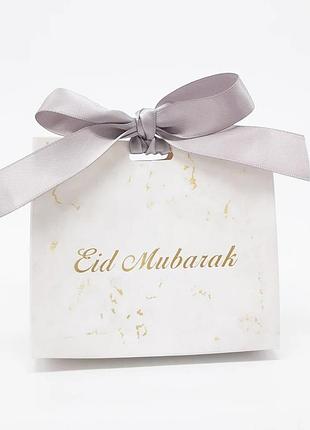 Набор подарочных коробочек eid mubarak 10 шт. – серебристый бант, 11,5 × 10 × 4,5 см.
