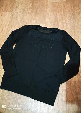 Кофта, толстовка, реглан, черная ,нарядная, утепленная,yigga