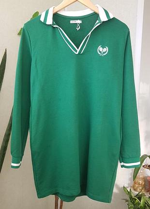 Коротка тенісна сукня поло зелене плаття міні туніка світшот cropp