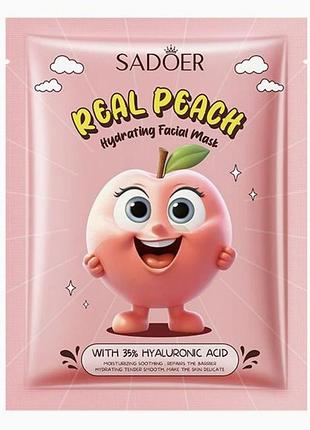 Маска для лица с персиком sadoer peach hydrating hyaluronic acid mask 25 г