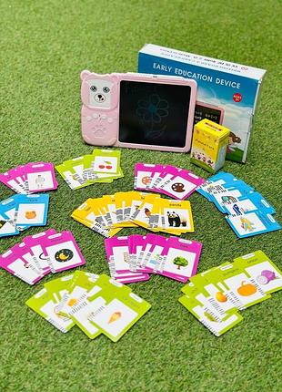 Інтерактивна дитяча іграшка планшет для малювання 2в1 навчальна гра для дітей 2+ років розмовляючі навчальні картки англійською рожевий