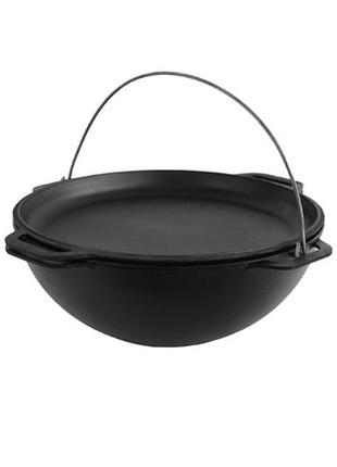Казан азійський чавунний 8 л із кришкою сковородою
